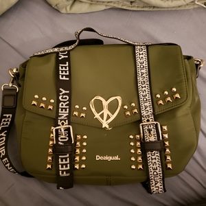 Desigual green studded crossbody bag